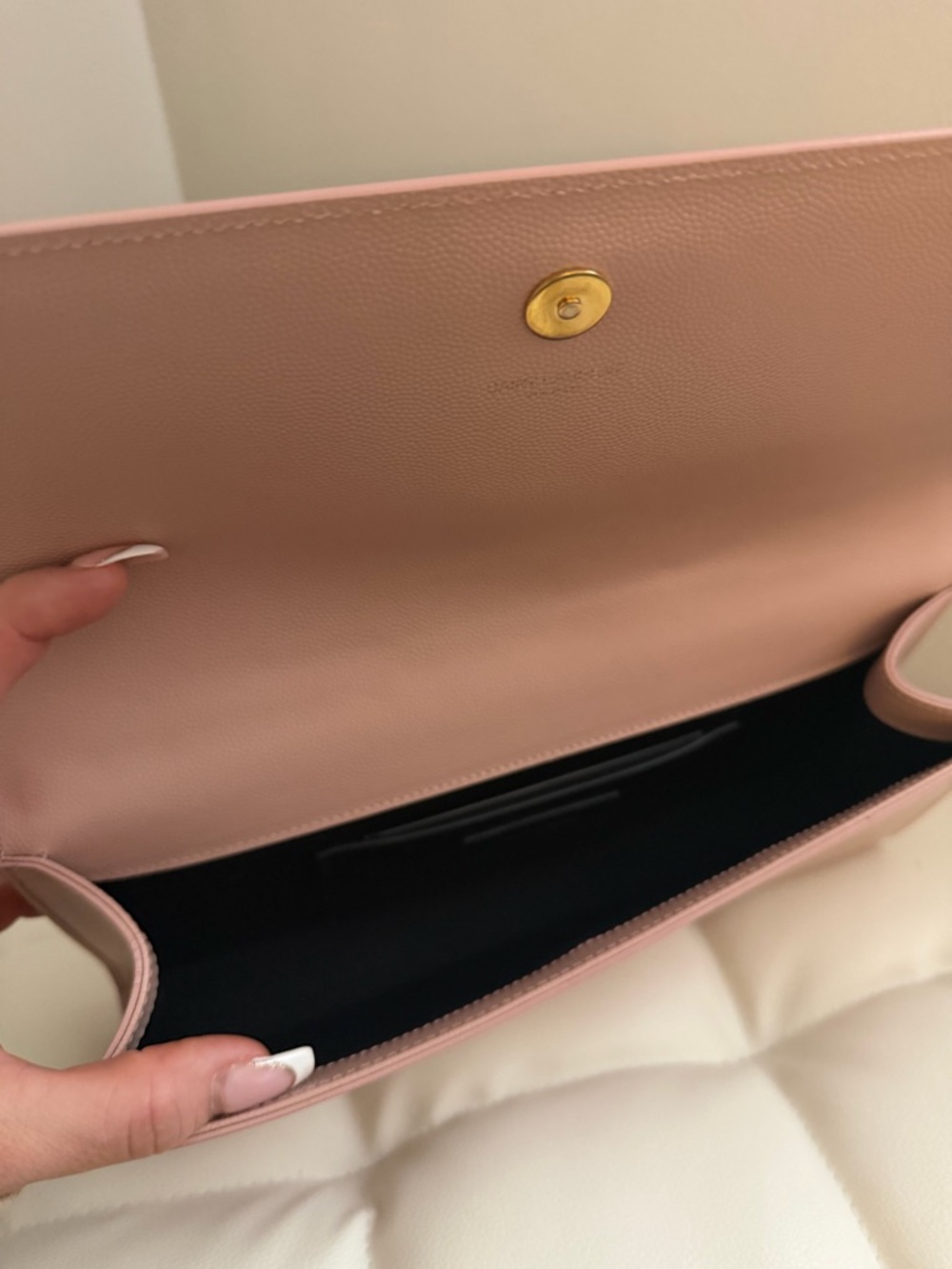 Saint Laurent Blush Pink Leather YSL Logo Clutch - Picture 5 of 8